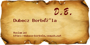 Dubecz Borbála névjegykártya